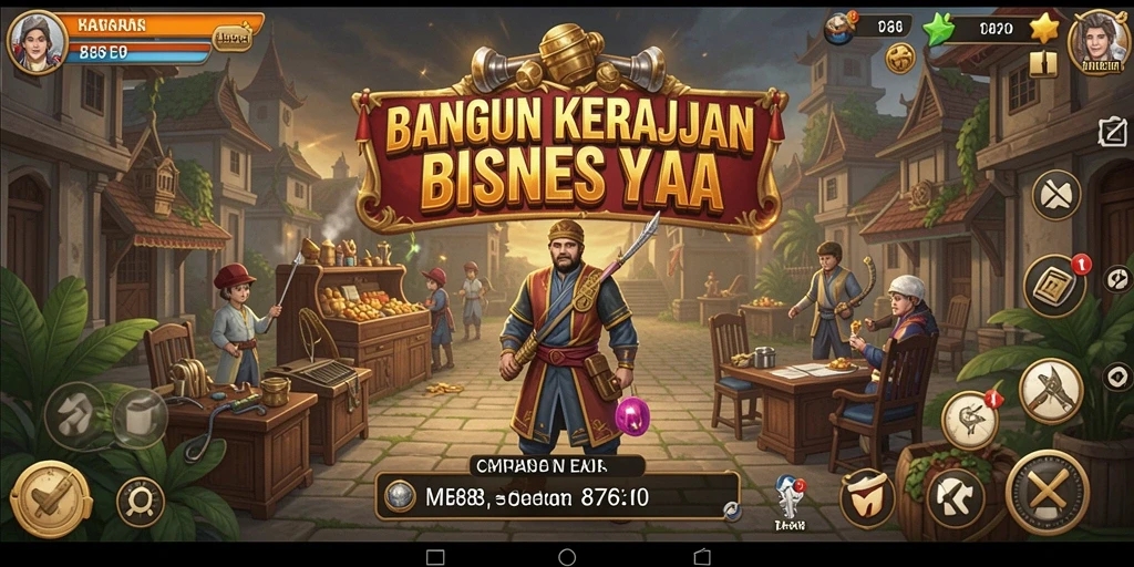 Screenshot gameplay <strong>8768</strong> menampilkan pengelolaan bisnis yang dinamis dan seru.