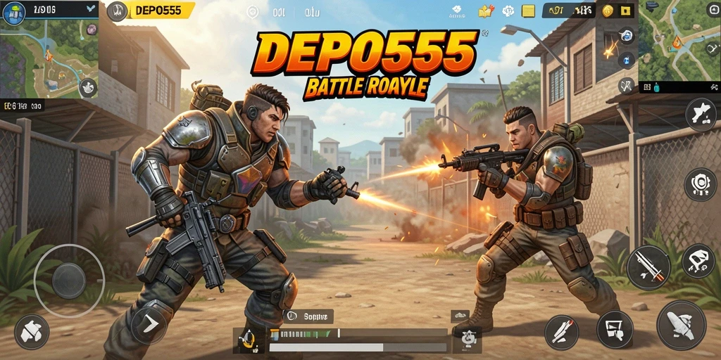 Tampilan gameplay seru di DEPO555 yang mencerminkan Battle Royale.