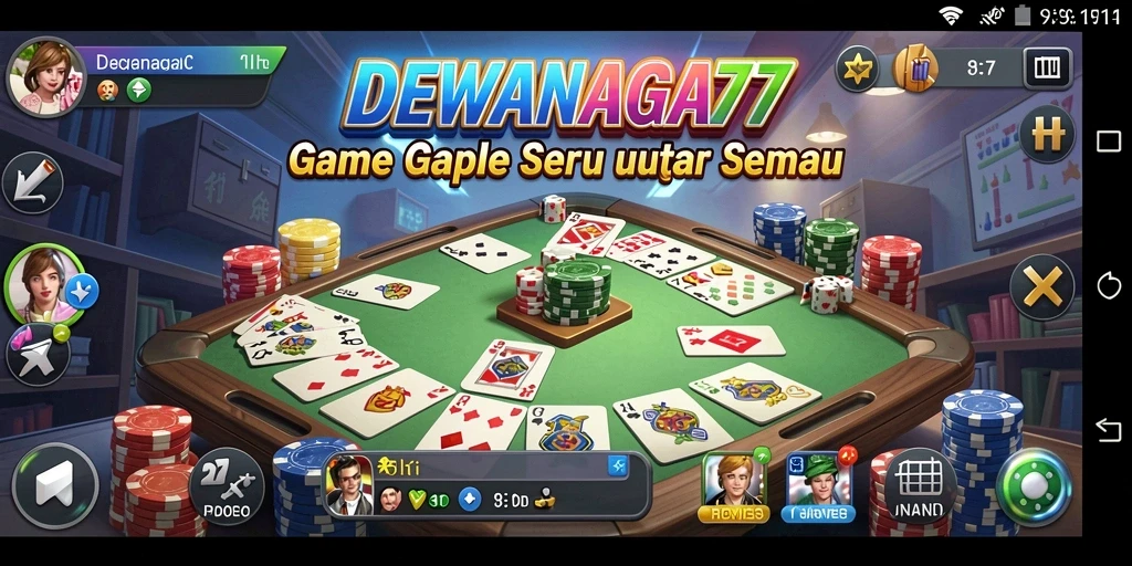 Tampilan gameplay seru DEWANAGA77 saat bermain Gaple.