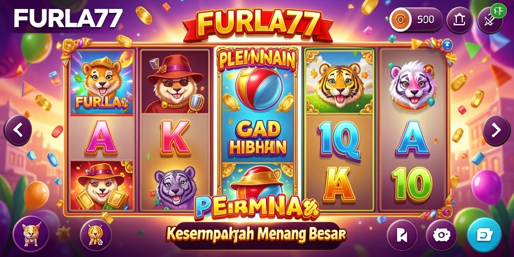 Screenshot utama FURLA77 menampilkan gameplay Slot yang seru.