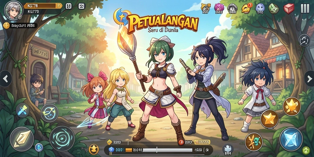 Gameplay seru dengan karakter Anime menawan.