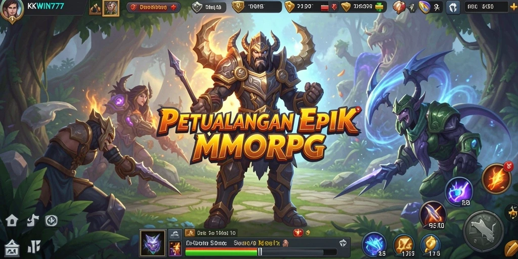Screenshot gameplay KKWIN777 menampilkan pertempuran seru di dunia MMORPG.