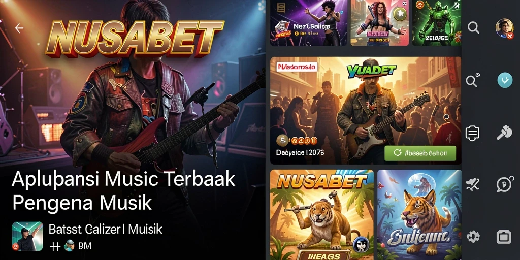 Tampilan utama aplikasi NUSABET dengan berbagai pilihan lagu.