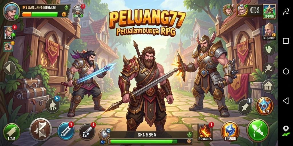 Tampilan gameplay RPG PELUANG77 dengan karakter yang beraksi.