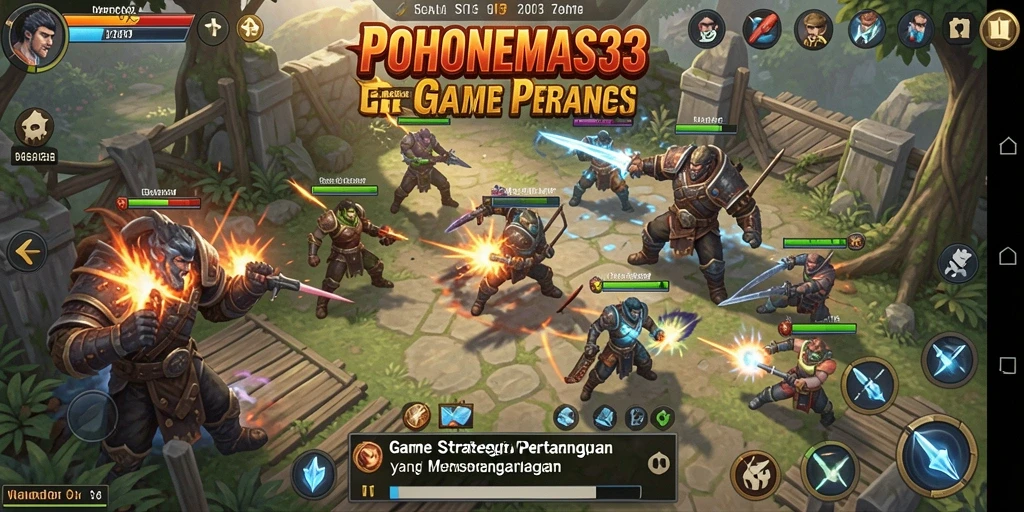 Tampilan gameplay menarik dalam POHONEMAS33 saat pertarungan sedang berlangsung.