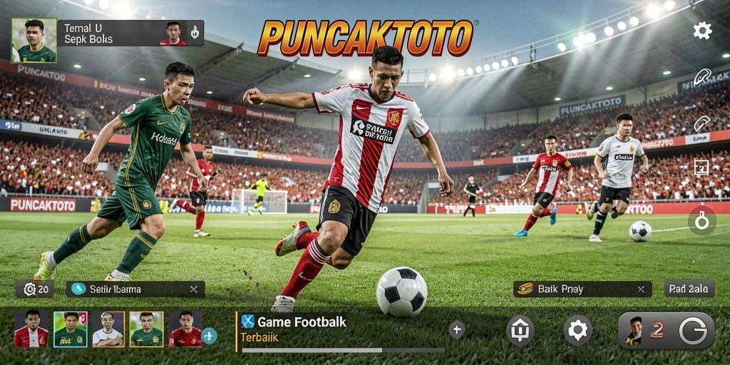 Tampilan gameplay menarik dari PUNCAKTOTO dengan aksi sepak bola yang seru.