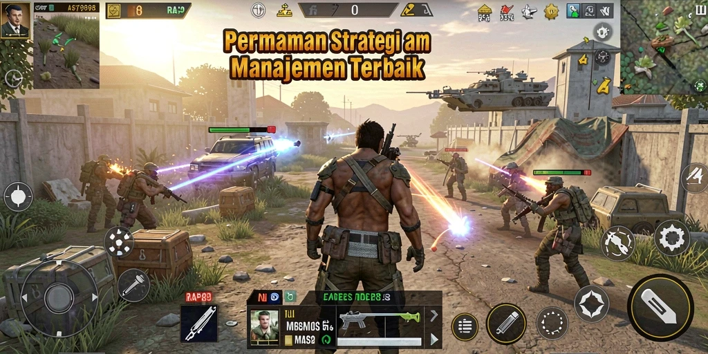 Screenshot utama menampilkan aksi pertempuran strategis dalam RAP89.