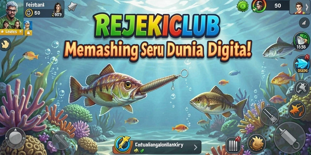 Tampilan gameplay <strong>REJEKICLUB</strong> dengan aksi memancing yang seru.