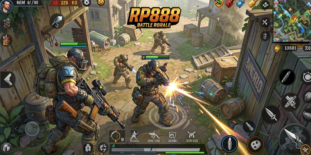 Tampilan gameplay seru dan strategi Battle Royale di RP888.