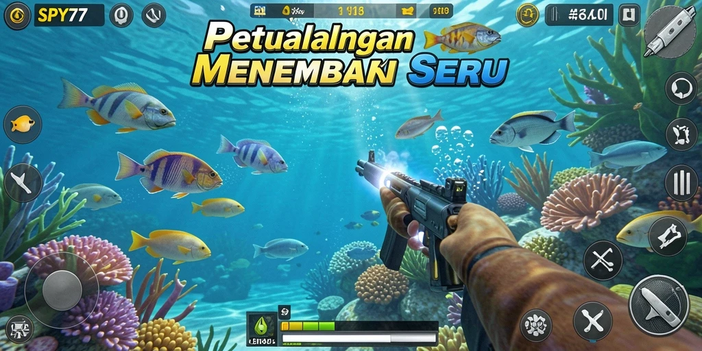 Tampilan gameplay seru dalam game Tembak Ikan SPY77.