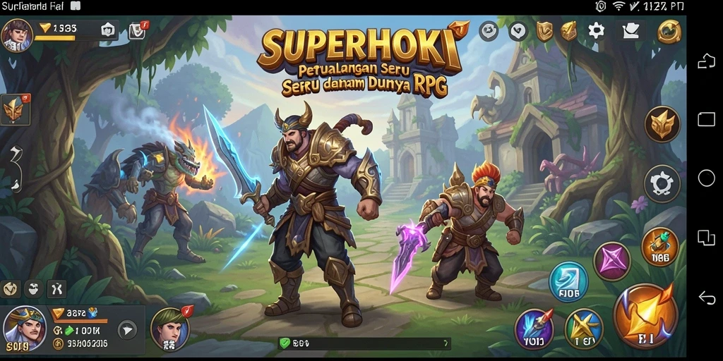 Gameplay RPG SUPERHOKI dengan pertempuran yang mendalam dan grafis memukau.