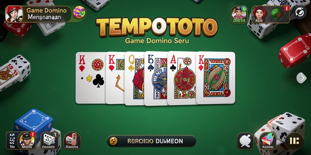 Screenshot utama TEMPOTOTO menampilkan gameplay Domino yang seru