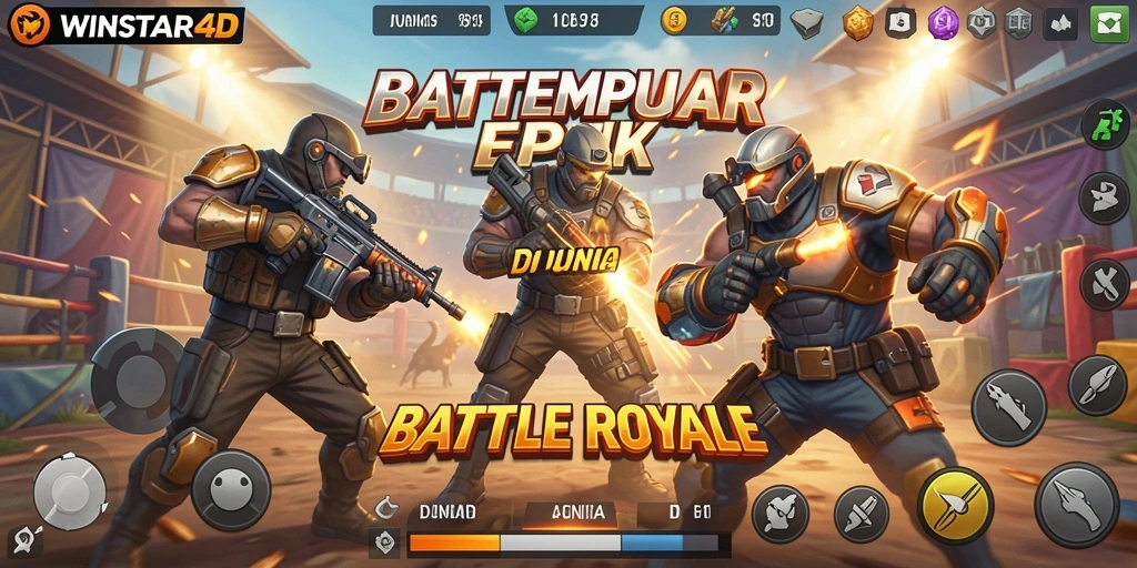 Tampilan epik gameplay <strong>WINSTAR4D</strong> dalam pertempuran Battle Royale.